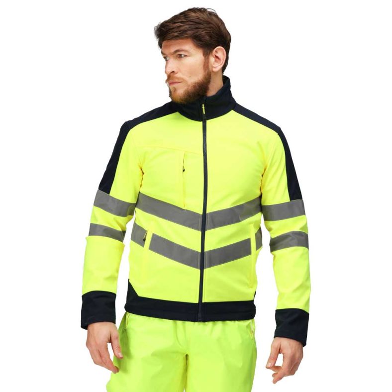 Regatta Mens Hi Vis Pro Softshell Workwear Jacket Brookes